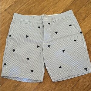 Original Penguin Flat Front White and Blue Shorts